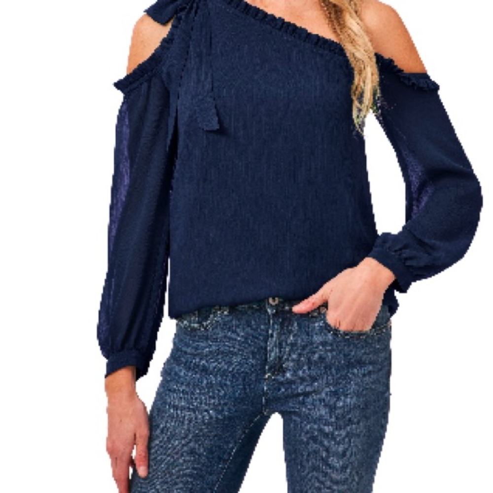 Women's Navy Off-Shoulder Top